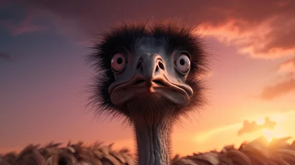 Deurstickers ostrich head in the sun © Pale