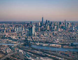 aerial view over Manhattan skyline