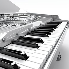 piano keys with music notes