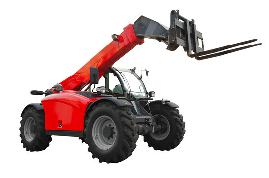 A telescopic handler, also called a telehandler