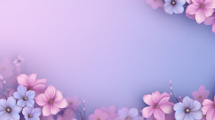 Fototapeta na wymiar Pink and blue flowers on a purple background