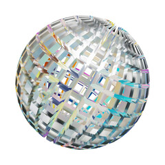3D Blue Holographic Ball. Abstract Modern Shape. Cut Out.