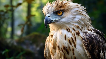 Head and shoulders of Philippine eagle. Philippine eagle rare bird in the world. Photo Ai generated
