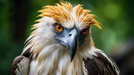Fototapeta premium Portrait of Philippine eagle. Philippine eagle rare bird in the world. Photo Ai generated