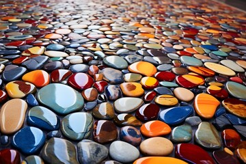 Fototapeta na wymiar Ein mosaikartiger Boden aus bunten Steinen.
