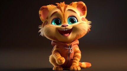 Happy cartoon cat. Smiling cartoon cat character. Generative AI