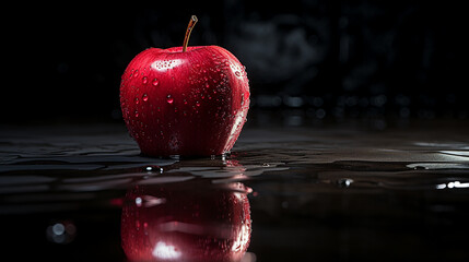 Metaphor for Disruption: A Brilliant Red Apple in a Stark Black Environment, Generative AI
