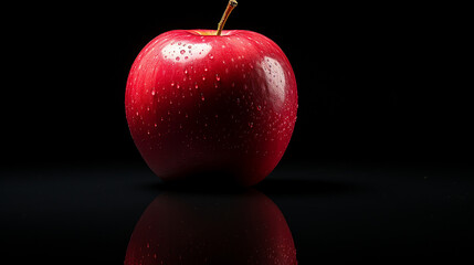 Symbol of Innovation: A Vibrant Red Apple in a Deep Black Space, Generative AI