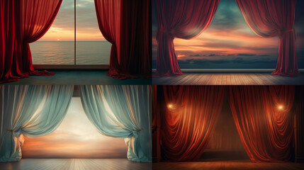 red curtain with curtains