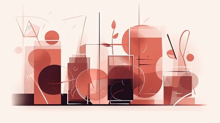 Cocktail. In style of vector illustration. Generative AI