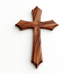 Wooden Cross Isolated on White