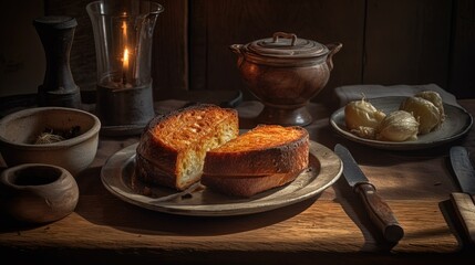 French cheese toast. Croque-Monsieur. Generative AI