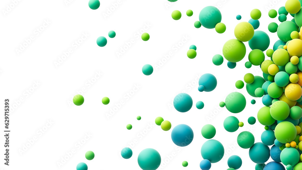 Wall mural Colorful matte soft balls in different sizes. Abstract composition with many colorful random flying spheres. PNG file