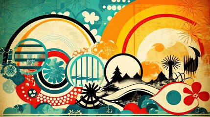 Oriental abstract round pattern. Generative AI
