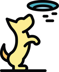 Jump dog park icon outline vector. Walk pet. Animal canine color flat