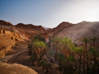 Fototapeta na wymiar Mountains of Chebika Oasis in Tunisia, Africa