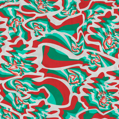 abstract seamless pattern with stripes in green, white and red colors