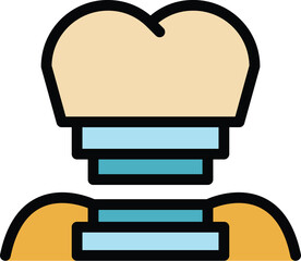 Oral dental implant icon outline vector. Care treatment. Dent gum color flat