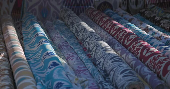 Silk At The Open Asian Market In Bukhara, Uzbekistan
