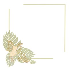 Obraz premium frame with leaves square tropical flower 