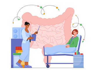 Proctologist with patient vector concept
