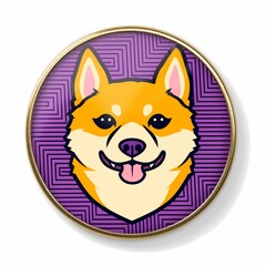 Gold Coin with Playful Canine Face. Generative AI.