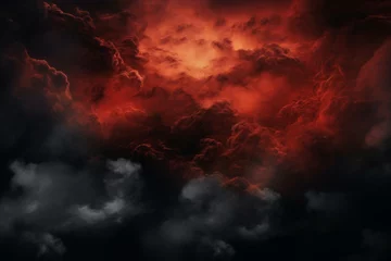 Fototapeten red and dark red clouds, creating a fantasy and deep space digital art background. shades create a sense of depth and captivate the eye © vefimov
