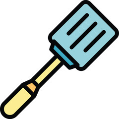 Cooking spatula icon outline vector. Kitchen utensil. Wish fork color flat