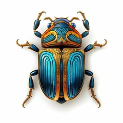 Ancient Egypt Scarab Beetle Isolated on White Background. Generative ai - obrazy, fototapety, plakaty