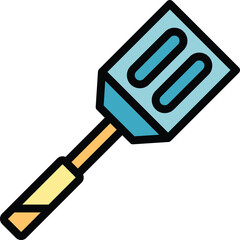Spatula equipment icon outline vector. Cooking bbq. Cutlery spoon color flat