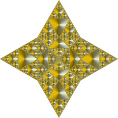 Estrella de 4 picos en color oro con efecto metálico.