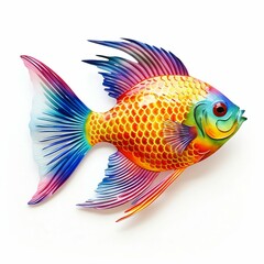 Rainbow Fish Isolated on White Background. Generative ai