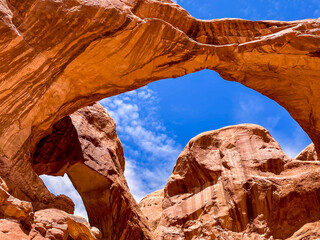 Moab, Utah, looking at the amazing rock formations created due to erosion from wind and water on...