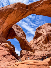 Moab, Utah, looking at the amazing rock formations created due to erosion from wind and water on the sandstone with Arches