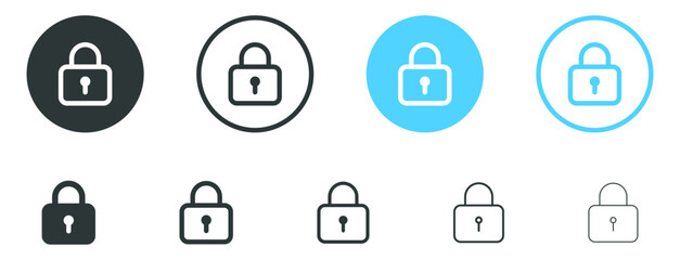 lock icon security symbol vector locked sign with key hole icon , access account login password icons set. web interface app icon