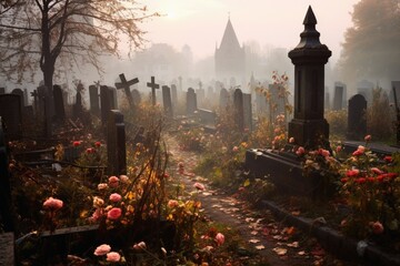 A romantic beautiful graveyard. - obrazy, fototapety, plakaty