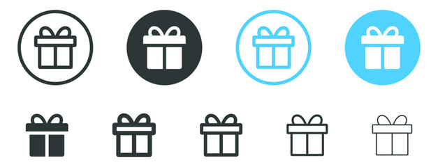 Present gift box icon set. Surprise gift boxes icon symbol . Birthday gift icons in line style. Vector isolated elements