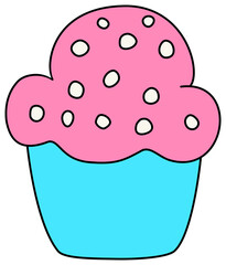 Cartoon muffin icon. Cupcake illustration isolated on transparent background.