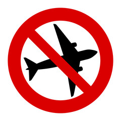 No flying icon. Forbidden plane sign. Forbidden airplane illustration.