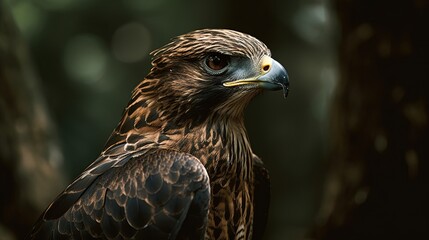 Hawk bird in forest. Generative AI