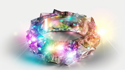 Sparkling fantasy ring. In style of vector illustration. Generative AI