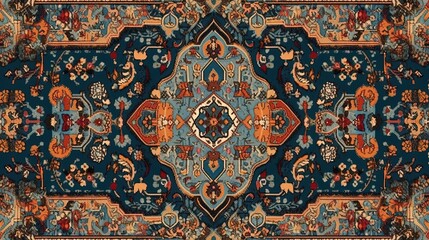 Persian carpet pattern. In style of vector illustration. Generative AI