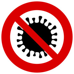 Stop Coronavirus icon. Red prohibit sign. 