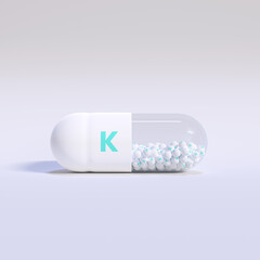 Vitamin B With White Capsule, Granules and Background