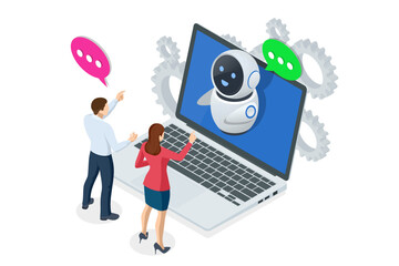 Isometric Artificial Intelligence, Knowledge Expertise Intelligence Learn. Internet connect Chatgpt Chat with AI, Artificial Intelligence.