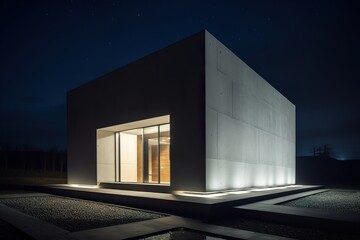 Modern building concept design with night illumination