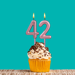 Birthday candle number 42 - Aquamarine card design