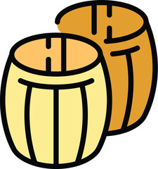 Wine wood barrels icon outline vector. Drink sommelier. Vine barrel color flat