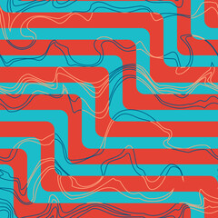 Red curved lines seamless pattern - 629727590
