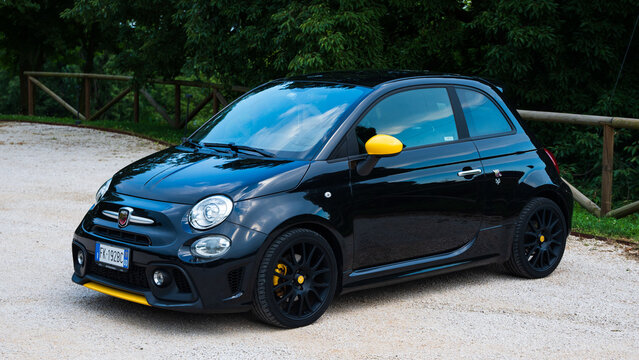 Udine Italy_July 26 2023. Fiat 500 Abarth 595 sports car